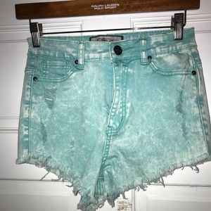 Stone wash jean shorts